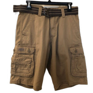 Lee Men's Bermuda Cargo Shorts Brown with Belt Size 30 Utility Outdoor Comfort